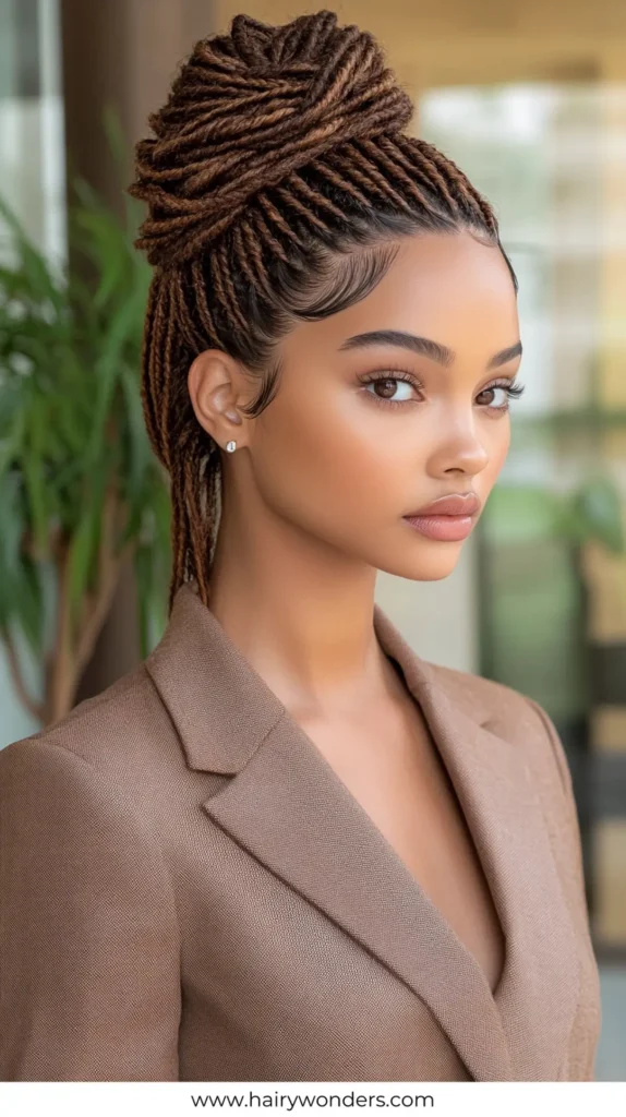 Cinnamon Bun Braided Bun Quick Work Hairstyles for Long hair 6
