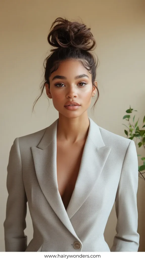 High Bun High Quick Work Hairstyles for Long hair 9