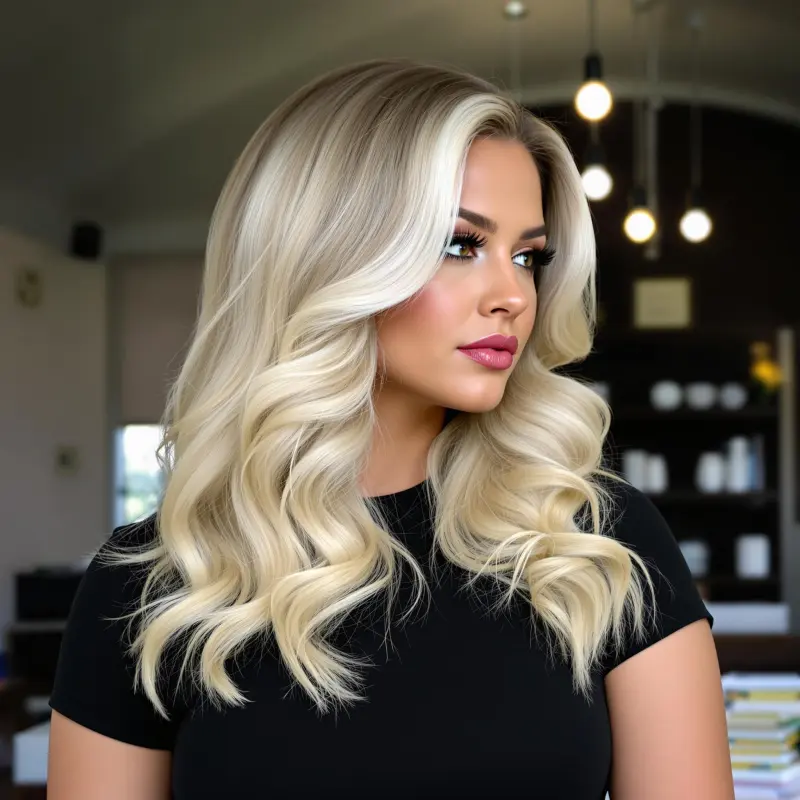 Enchanting Platinum Beach Curls - blonde bombshell hair