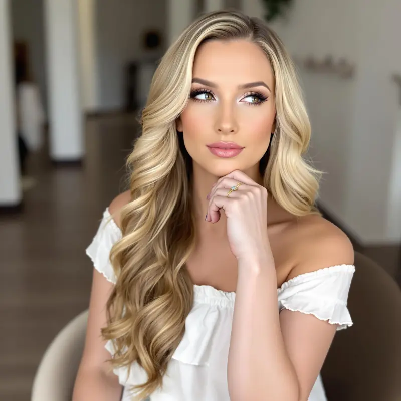 Sunlit Cascades: A Symphony of Blonde Elegance - blonde bombshell hair