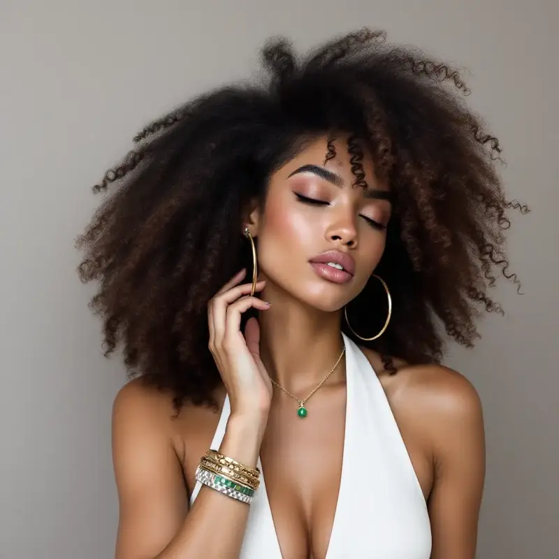 Effortless Glamour in Voluminous Waves - old money curly hair
