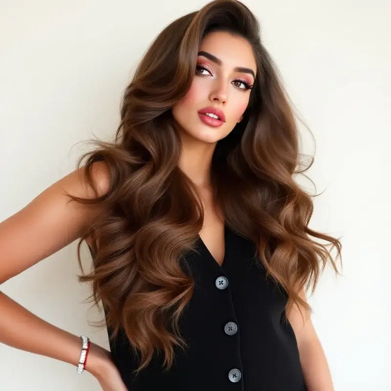 Regal Waves: The Essence of Timeless Wealth - old money hair brunette