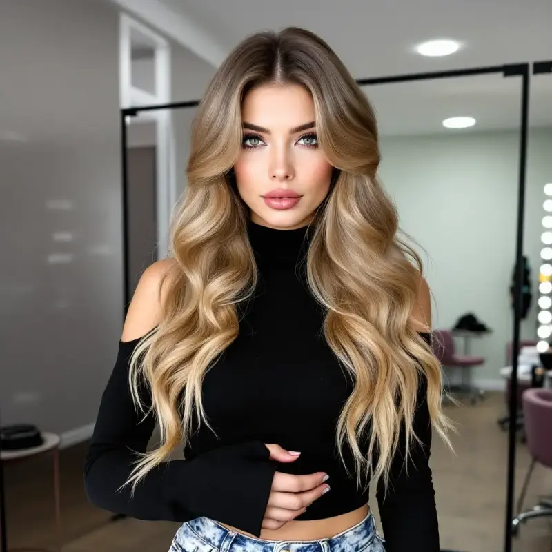 Glamour Unleashed: Embrace the Elite Waves - old money long hair