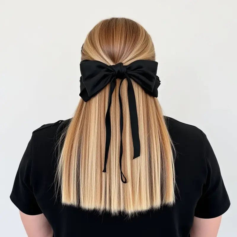 Simply Sophisticated: The Iconic Silk Bow - old money long hair