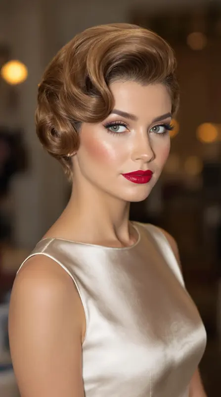Enchanting Retro Waves - short hair blowout